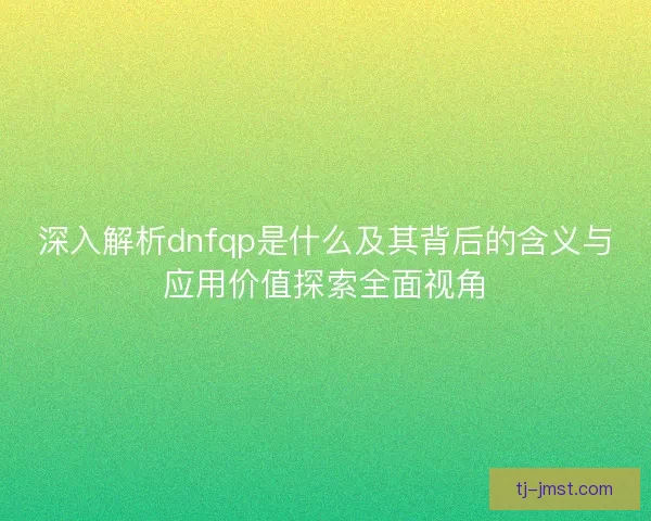 深入解析dnfqp是什么及其背后的含义与应用价值探索全面视角